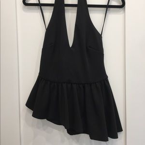 Low cut black halter top